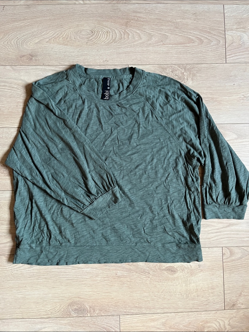 bobi Olive Green Long Sleeve Crew Tee
